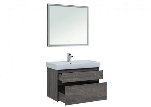 Aquanet Тумба с раковиной Nova Lite 90 2 ящика, дуб рошелье – картинка-3