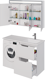 Dreja Мебель для ванной Bona 120 R под стиральную машину белая – фотография-5