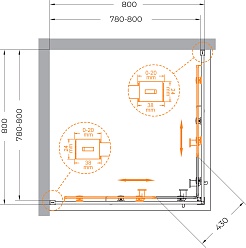 Cezares Душевой уголок Relax 304 RELAX-304-A-2-80-C-BORO 80x80 профиль брашированное золото стекло прозрачное – фотография-9