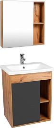 Viant Мебель для ванной Бостон 70 подвесная графит/дуб вотан – фотография-1