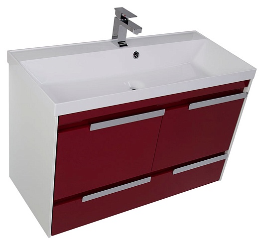 Aquanet Тумба с раковиной "Тиволи 100" бордо – картинка-7