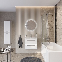 Cezares Тумба с раковиной Eco Cer-N 60 bianco lucido CZR-8095-60 ручки серые – фотография-2