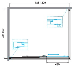 BelBagno Душевой уголок Due 120/80 DUE-AH-1-120/80-C-CR стекло прозрачное – фотография-3