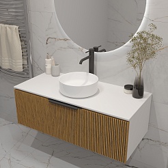 Зов Тумба под раковину Кито 120 подвесная белая/тростник – фотография-4