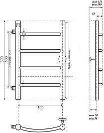 Point Полотенцесушитель водяной Афина П4 500x600 PN04556 хром – фотография-5