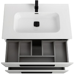 Cezares Тумба с раковиной Eco Cer-N 80 bianco lucido CZR-8095-80 ручки чёрные – фотография-3