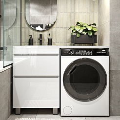 Vivon Тумба с раковиной под стиральную машину Harper 120L напольная белый глянец – фотография-2