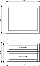 ASB-Woodline Мебель для ванной Венеция 100 подвесная белая патина серебро – фотография-19