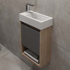 Teymi Тумба под раковину Nura 37 подвесная дуб/графит – фотография-7