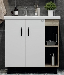 Onika Тумба с раковиной Тимбер 80 белый /дуб сонома – фотография-1