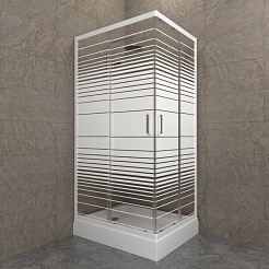 Triton Душевой уголок Фьюжн 100x80 А Полосы стекло с рисунком профиль белый – фотография-2