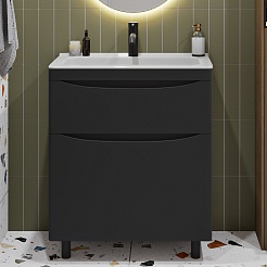 Vivon Тумба под раковину Ostin 70 напольная черная матовая – фотография-5