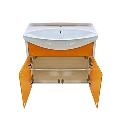 Misty Тумба с раковиной Джулия 75 подвесная оранжевая – фотография-5