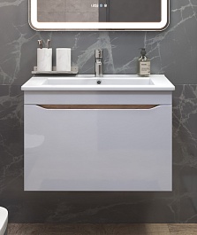 Vigo Тумба с раковиной Grani 750-0-1 подвесная белая/дуб золотой – фотография-4