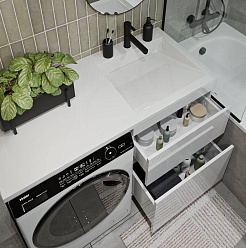 Vivon Тумба с раковиной под стиральную машину Harper 120R напольная белый глянец – фотография-5