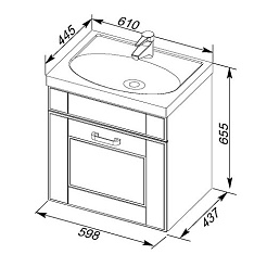 Aquanet Тумба с раковиной "Рондо 60" белый антик (1 ящик) – фотография-2