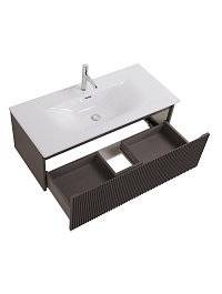 BelBagno Тумба с раковиной Uno 100 с 1 ящиком подвесная Темно-Серый матовый с раковиной BB-8099-100 – фотография-6