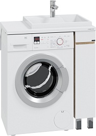 СанТа Тумба с раковиной под стиральную машину Марс 80 R белая/янтарное дерево – фотография-1