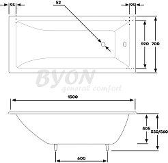 Byon Чугунная ванна VILMA 150 см – фотография-11