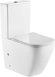 Azario Унитаз-компакт Levanto AZ-1228A безободковый с бачком с сиденьем микролифт белый – фотография-1