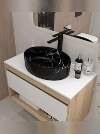 Teymi Накладная мебельная раковина Lori 50 мрамор чёрный матовый T50485 – фотография-8