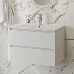 Teymi Тумба с раковиной Laina 75 подвесная белая матовая – фотография-4