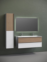 Sancos Тумба с раковиной Delta 120-2 дуб светлый/белый раковина Grace 121 CN7016 для двоих – фотография-4