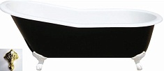 Фэма Чугунная ванна "Gracia Nero", ножки золото, черный глянец