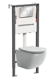 Ceramicanova Подвесной унитаз Forma Rimless с системой инсталляции Balance кнопка Square хром глянцевый – фотография-1