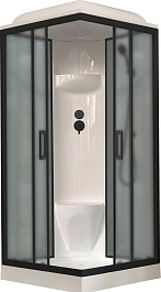 Royal Bath Душевая кабина HP RB 80HP6-GC-BL 80x80 стекло матовое профиль черный матовый – фотография-1