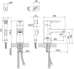 Iddis Смеситель для раковины Sena SENSB00i08 с гигиеническим душем – фотография-3
