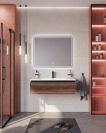 Cezares Тумба под раковину Slider 100 подвесная дымчатый орех – фотография-8