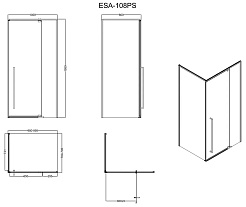 Esbano Душевое ограждение ESA-108PS-B 100/80 – фотография-7