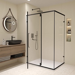 RGW Душевой уголок Classic CL-46B 90x80 профиль черный стекло прозрачное – фотография-3