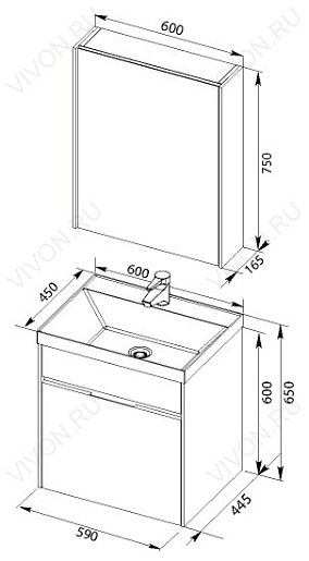 Aquanet Мебель для ванной "Латина 60" 1 ящик (180120) – картинка-7