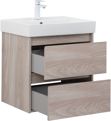 Aquanet Мебель для ванной Nova Lite 60 подвесная орех светлый – картинка-7