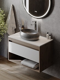 Teymi Накладная мебельная раковина Laina 48 мрамор серый матовый T51303 – фотография-6