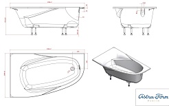 Astra-Form Ванна Селена 170x100 L, литой мрамор – фотография-3