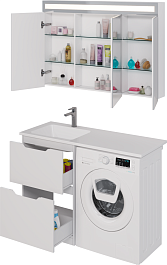 Dreja Мебель для ванной Bona 120 L под стиральную машину белая – фотография-5