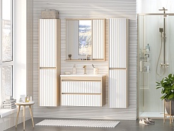 Brevita Зеркальный шкаф Balaton 80 R белый/бежевый – фотография-6