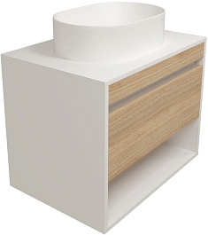 Teymi Тумба с раковиной Ritta 65 Lori 50 подвесная белый/дуб – фотография-1