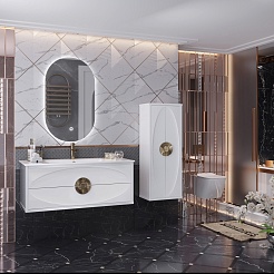 Opadiris Мебель для ванной Ибица 120 с овальным зеркалом подвесная белая/золото – фотография-3