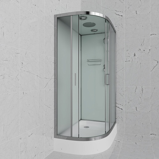 Frank Душевая кабина F412/1R M Brilliant с крышей профиль хром стекло матовое – фотография-2