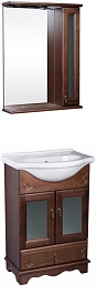 Bas Мебель для ванной Варна 60 орех, вставки стекло, ящик – фотография-1