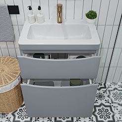 Vivon Тумба под раковину Ostin 60 напольная серая матовая – фотография-9