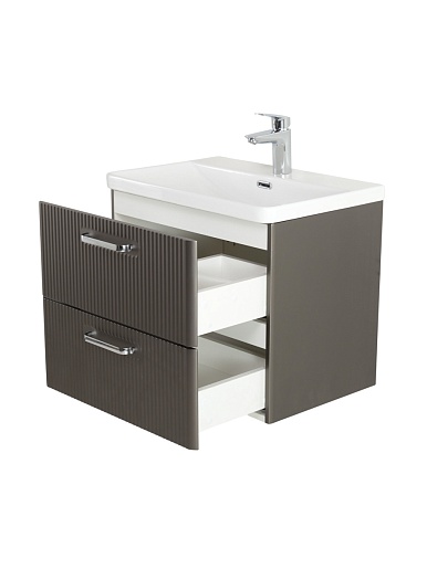 BelBagno Тумба с раковиной Due 60 подвесная Оружейная сталь ручки Хром полированный – фотография-2