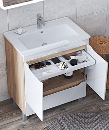 Vigo Тумба с раковиной Grani 600-2-1 дуб сонома/белая – фотография-3