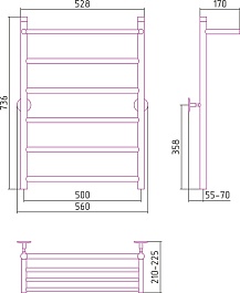 Стилье Полотенцесушитель Универсал-54 800х500 – фотография-2