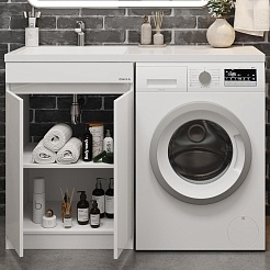 Onika Тумба с раковиной Милтон Нова 120 L под стиральную машину белая – фотография-3