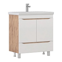 Vigo Тумба с раковиной Grani 80 напольная белая/дуб золотой